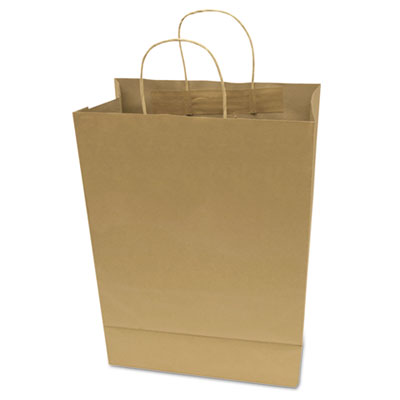 COSCO Premium Shopping Bag, 12" x 6.5" x 17", Brown Kraft, 50/Box COS091566