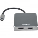 Rocstor Premium USB-C to Dual DisplayPort Adapter - 4K 60Hz - Mac and Windows Compatible Y10A203-A1