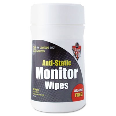 Dust-Off Premoistened Monitor Cleaning Wipes, Cloth, 6 x 6 1/2, 80/Tub FALDSCT