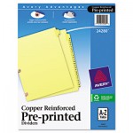 Avery Preprinted Laminated Tab Dividers w/Copper Reinforced Holes, 25-Tab, Letter AVE24280