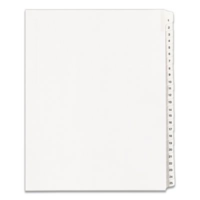 Avery Preprinted Legal Exhibit Side Tab Index Dividers, Allstate Style, 25-Tab, 1 to 25, 11 x 8.5, White