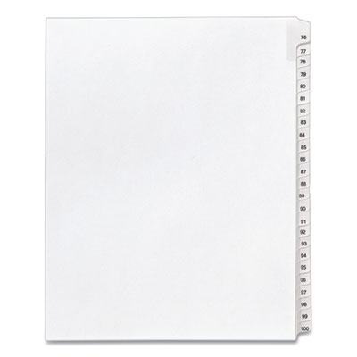 Avery Preprinted Legal Exhibit Side Tab Index Dividers, Allstate Style, 25-Tab, 76 to 100, 11 x 8.5, White