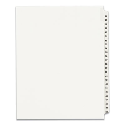 Avery Preprinted Legal Exhibit Side Tab Index Dividers, Avery Style, 25-Tab, 26 to 50, 11 x 8.5, White