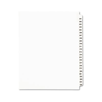 Avery Preprinted Legal Exhibit Side Tab Index Dividers, Avery Style, 25-Tab, 201 to 225, 11 x 8.5, White