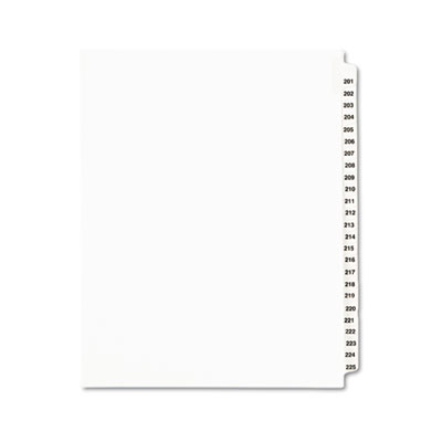 Avery Preprinted Legal Exhibit Side Tab Index Dividers, Avery Style, 25-Tab, 201 to 225, 11 x 8.5, White