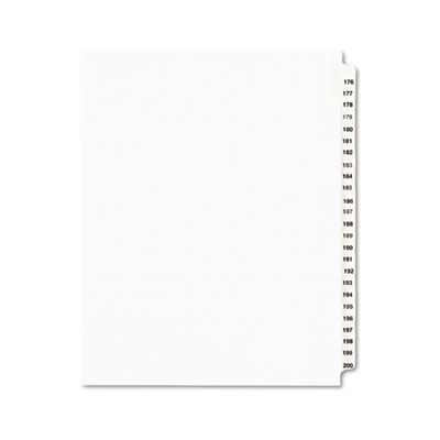 Avery Preprinted Legal Exhibit Side Tab Index Dividers, Avery Style, 25-Tab, 176 to 200, 11 x 8.5, White