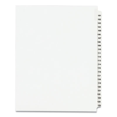 Avery Preprinted Legal Exhibit Side Tab Index Dividers, Avery Style, 25-Tab, 101 to 125, 11 x 8.5, White