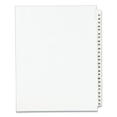 Avery Preprinted Legal Exhibit Side Tab Index Dividers, Avery Style, 25-Tab, 51 to 75, 11 x 8.5, White