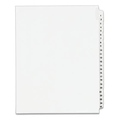 Avery Preprinted Legal Exhibit Side Tab Index Dividers, Avery Style, 25-Tab, 1 to 25, 11 x 8.5, White