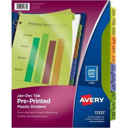 Avery Preprinted Monthly Plastic Divider 11331