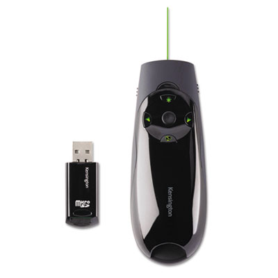 Kensington K72426AMA Presenter Expert Wireless Cursor Control with Green Laser, 150 ft. Range, Black KMW72426