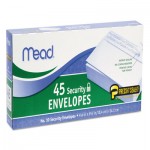 Mead Press-it Seal-it Security Envelope, 4 1/8 x 9 1/2, 20 lb, White, 45/Box 75026