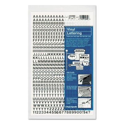 Chartpak Press-On Vinyl Letters & Numbers, Self Adhesive, Black, 1/4"h, 610/Pack CHA01000