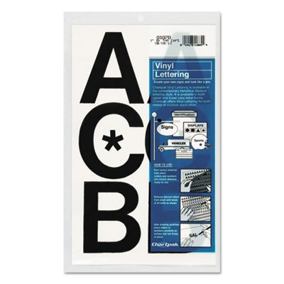 Chartpak Press-On Vinyl Uppercase Letters, Self Adhesive, Black, 3"h, 50/Pack CHA01070