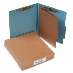 Acco A7015024 Pressboard 25-Pt Classification Folders, Letter, 4-Section, Sky Blue, 10/Box ACC15024