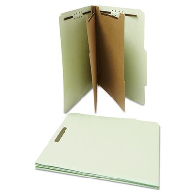 UNV10273 Pressboard Classification Folder, Letter, Six-Section, Gray-Green, 10/Box UNV10273