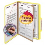 Smead Pressboard Classification Folders, Legal, Four-Section, Yellow, 10/Box SMD18734