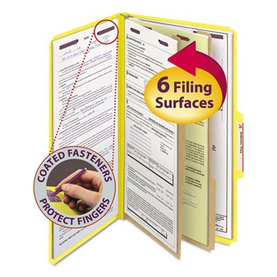 Smead Pressboard Classification Folders, Legal, Six-Section, Yellow, 10/Box SMD19034