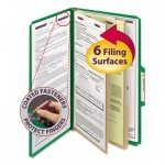 Smead Pressboard Classification Folders, Legal, Six-Section, Green, 10/Box SMD19033