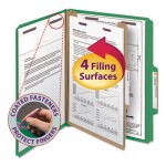 Smead Pressboard Classification Folders, Letter, Four-Section, Green, 10/Box SMD13733