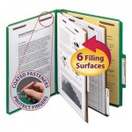 Smead Pressboard Classification Folders, Letter, Six-Section, Green, 10/Box SMD14033