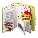 Smead Pressboard Classification Folders, Letter, Six-Section, Yellow, 10/Box SMD14034