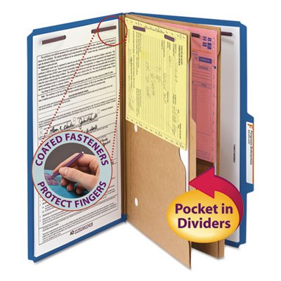 Smead Pressboard Classification Folders, Two Pocket Dividers, Legal, Dark Blue, 10/Box SMD19077
