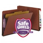 Smead Pressboard End Tab Classification Folder, Letter, Four-Section, Red, 10/Box SMD26855