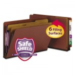 Smead Pressboard End Tab Classification Folder, Legal, Six-Section, Red, 10/Box SMD29860