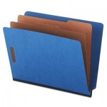 UNV10318 Pressboard End Tab Classification Folders, Letter, Six-Section, Blue, 10/Box UNV10318
