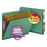 Smead Pressboard End Tab Classification Folders, Letter, Six-Section, Green, 10/Box SMD26785