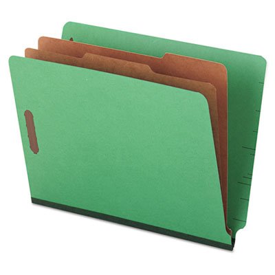 UNV10317 Pressboard End Tab Folders, Letter, Six-Section, Green, 10/Box UNV10317