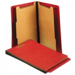UNV10320 Pressboard End Tab Folders, Letter, Six-Section, Bright Red, 10/Box UNV10320