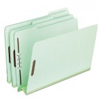 Pressboard Folders, 2 Fasteners, 3" Expansion, 1/3 Tab, Legal, Green, 25/Box PFX17187