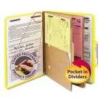 Smead Pressboard Folders with Two Pocket Dividers, Letter, Six-Section, Yellow, 10/Box SMD14084