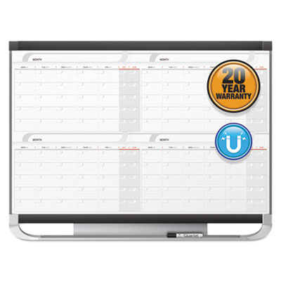 Quartet Prestige 2 Total Erase 4-Month Calendar, 48 x 36, Graphite Color Frame QRT4MCP43P2