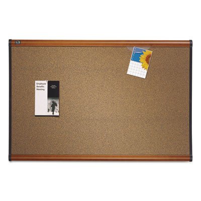 Quartet Prestige Bulletin Board, Brown Graphite-Blend Surface, 36 x 24, Cherry Frame QRTB243LC