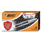 BIC PrevaGuard Antimicrobial Retractable Ballpoint Pen, Medium 1 mm, Black Ink/Barrel, Dozen BICCSA11BK