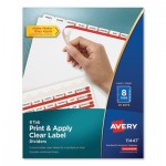 Avery Print and Apply Index Maker Clear Label Dividers, 8 White Tabs, Letter, 25 Sets AVE11447