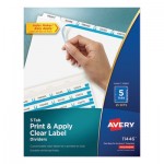 Avery Print and Apply Index Maker Clear Label Dividers, 5 White Tabs, Letter, 25 Sets AVE11446