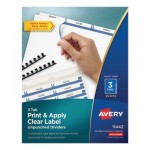 Avery Print and Apply Index Maker Clear Label Unpunched Dividers, 3-Tab, Ltr, 25 Sets AVE11442