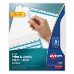 Avery Print and Apply Index Maker Clear Label Dividers, 5 White Tabs, Letter, 5 Sets AVE11436