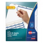Avery Print and Apply Index Maker Clear Label Dividers, 3 White Tabs, Letter, 5 Sets AVE11435