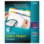 Avery Print & Apply Clear Label Dividers w/Color Tabs, 12-Tab, Letter, 5 Sets AVE11405