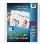 Avery Print & Apply Clear Label Dividers w/White Tabs, 5-Tab, 11 1/4 x 9 1/4 AVE11438