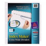 Avery Print & Apply Clear Label Dividers w/White Tabs, 8-Tab, 11 1/4 x 9 1/4, 5 Sets