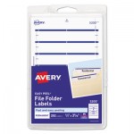 Avery Print or Write File Folder Labels, 11/16 x 3 7/16, White/Dark Blue Bar, 252/Pack AVE05200