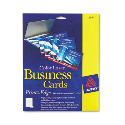 Avery Print-to-the-Edge Microperf Business Cards, Color Laser, 2 x 3 1/2, Wht, 160/Pk AVE5881