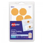 Avery Printable Self-Adhesive Removable Color-Coding Labels, 1.25" dia., Neon Orange, 8/Sheet, 50 Sheets/Pack, (5476) AVE05476