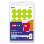 Avery Printable Self-Adhesive Removable Color-Coding Labels, 0.75" dia., Neon Yellow, 24/Sheet, 42 Sheets/Pack, (5470) AVE05470